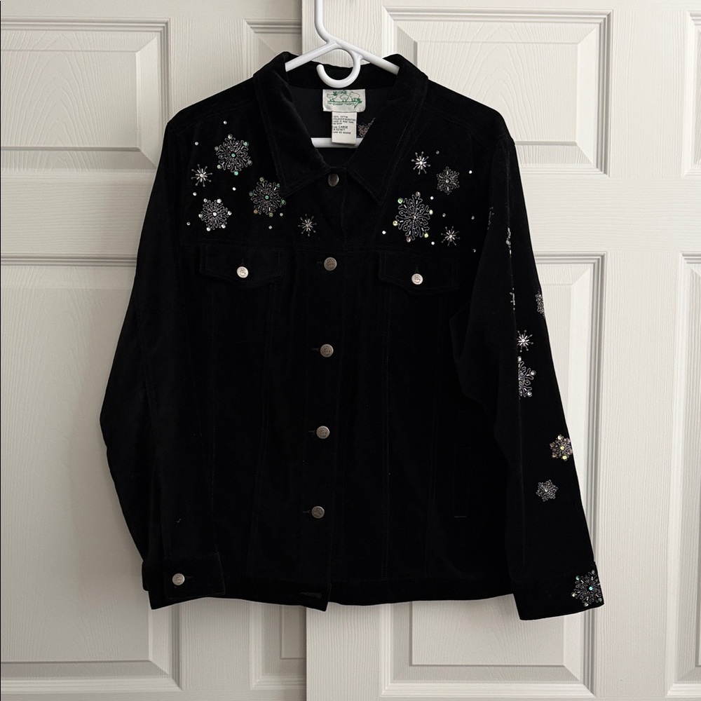 The Quaker Factory Black Velvet Holiday Jacket Size L